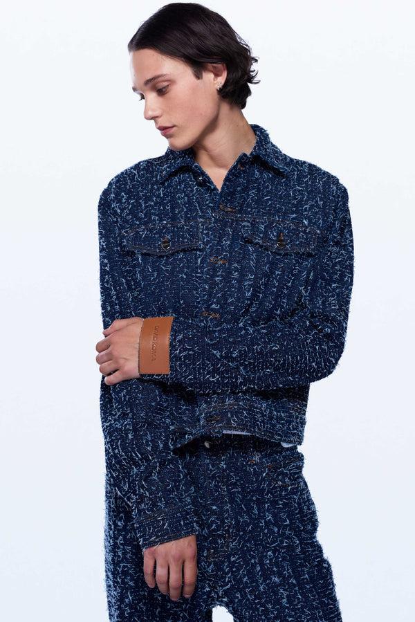 David Koma BOUCLE DENIM WIDE LEG TROUSERS BOUCLE