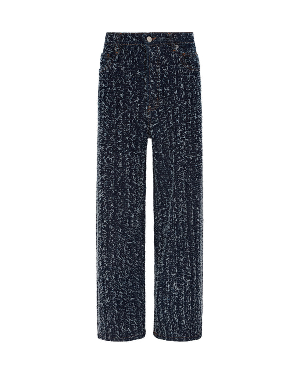 david koma BOUCLE DENIM WIDE LEG TROUSERS BOUCLE