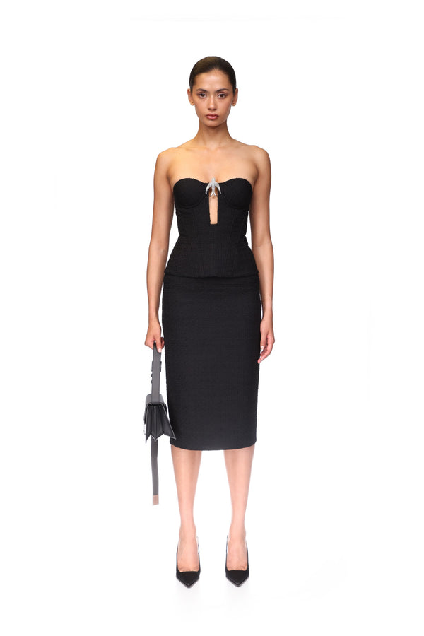 David Koma BOUCLE MIDI SKIRT BLACK