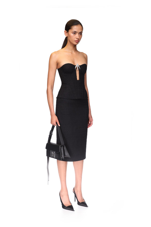 David Koma BOUCLE MIDI SKIRT BLACK