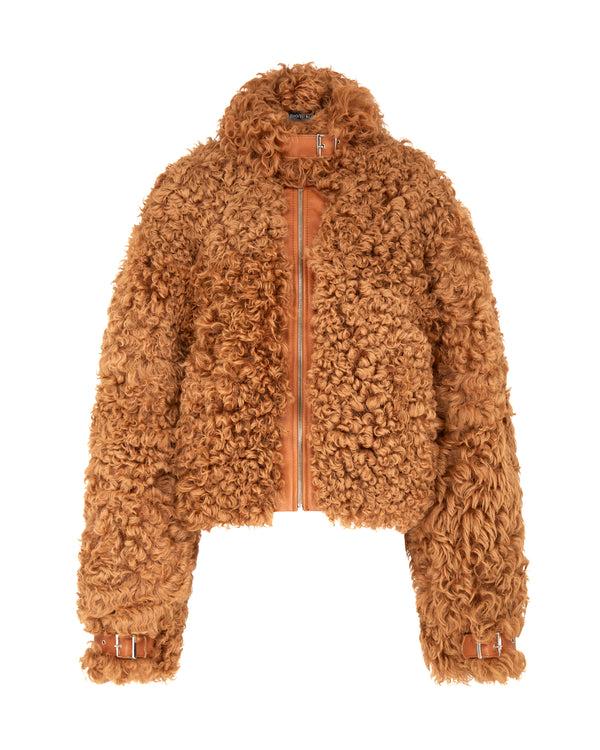 david koma BROWN CURLY SHEARLING JACKET BROWN