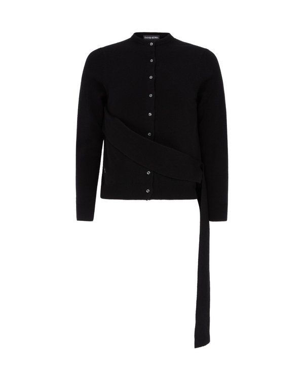david koma CASHMERE SASH CARDIGAN IN BLACK BLACK