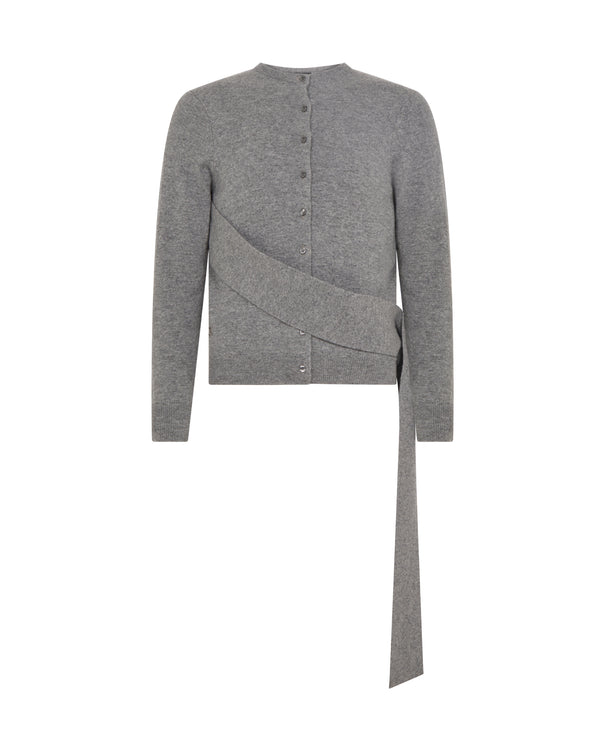 david koma CASHMERE SASH CARDIGAN IN GREY GREY