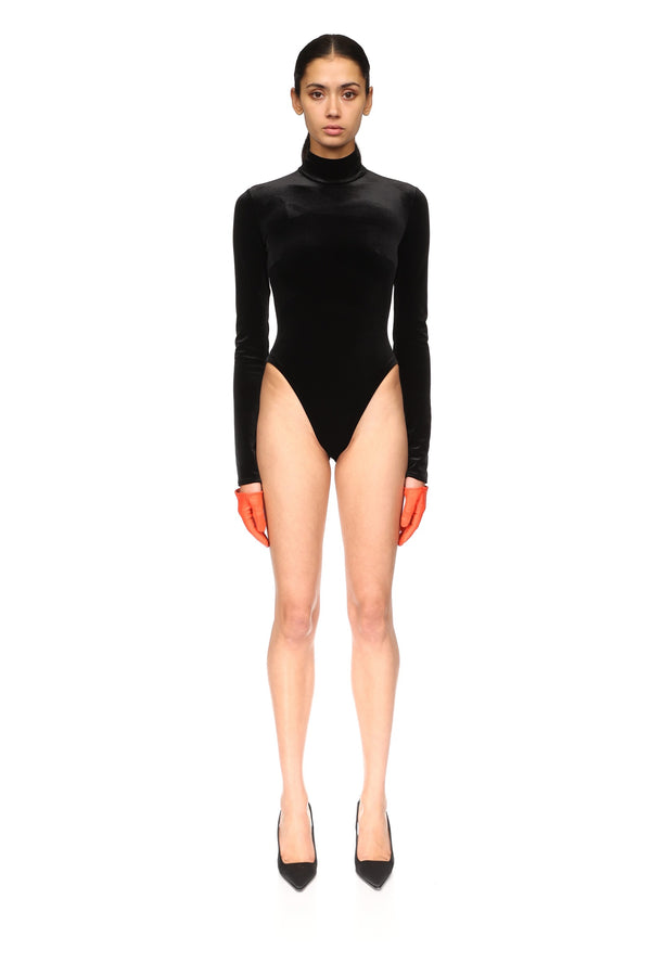 David Koma CROPPED LEATHER GLOVES IN BLACK BLACK