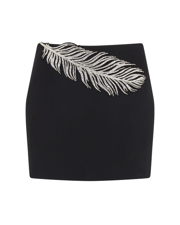 david koma CRYSTAL FEATHER MINI SKIRT BLACK