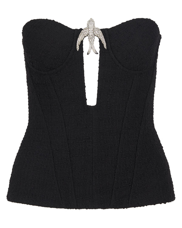 david koma CRYSTAL SWALLOW CORSET TOP BLACK/SILVER