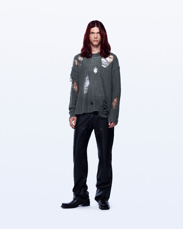 David Koma DISTRESSED KNIT CHUNKY JUMPER GREY