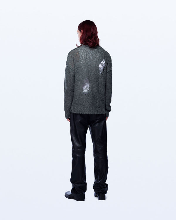David Koma DISTRESSED KNIT CHUNKY JUMPER GREY