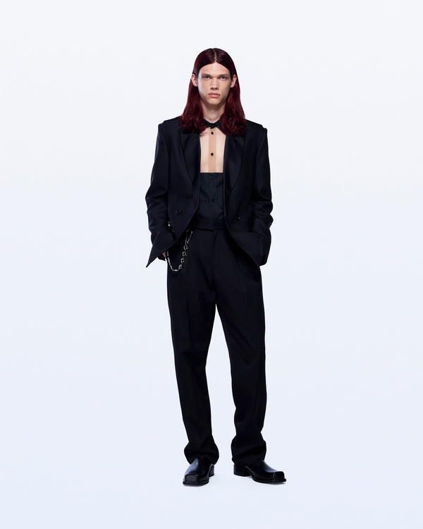 David Koma DOUBLE BREASTED TUXEDO JACKET BLACK
