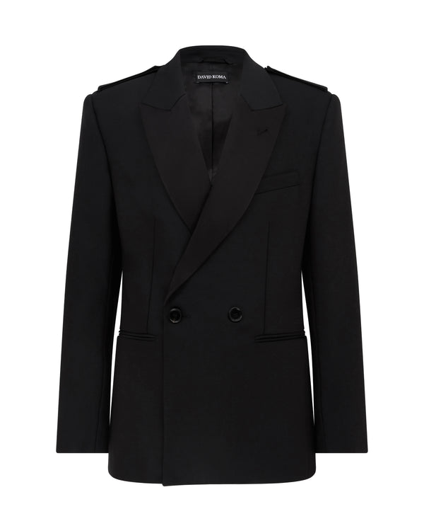 david koma DOUBLE BREASTED TUXEDO JACKET BLACK