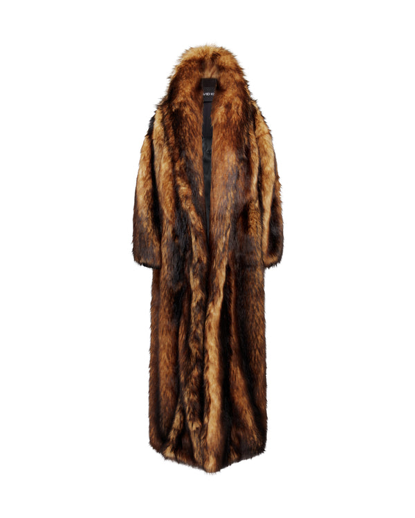 david koma FAUX-FUR OVERSIZED COAT BROWN