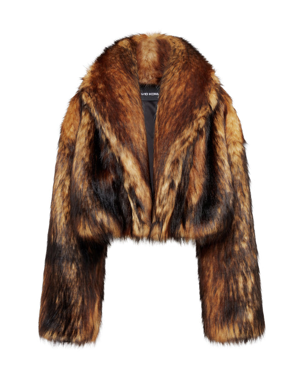david koma FAUX-FUR OVERSIZED JACKET BROWN