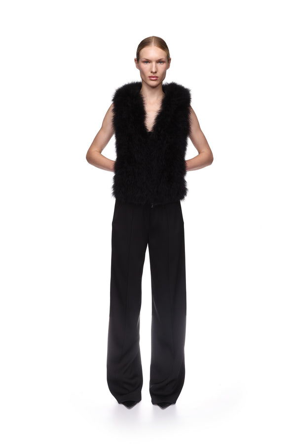 David Koma FEATHER FRONT SLEEVELESS HOODIE BLACK