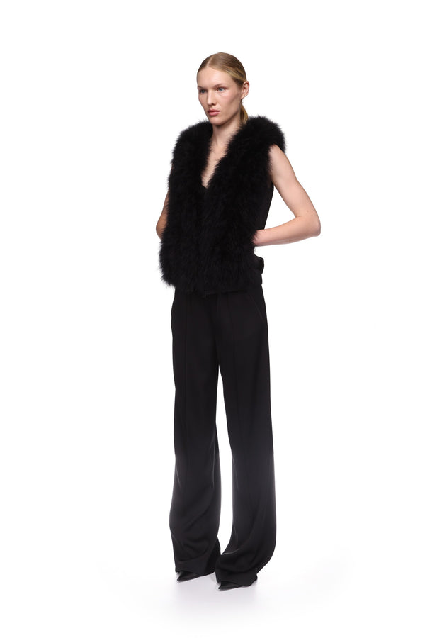 David Koma FEATHER FRONT SLEEVELESS HOODIE BLACK