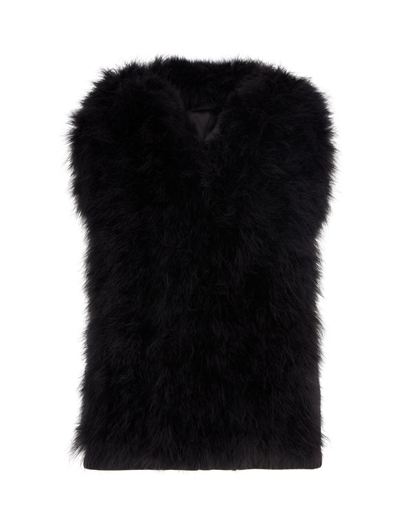 david koma FEATHER FRONT SLEEVELESS HOODIE BLACK