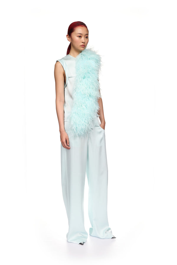 David Koma FEATHER PANEL SATIN TOP MINT