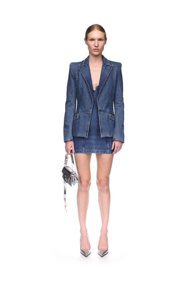 David Koma FITTED DENIM BLAZER INDIGO