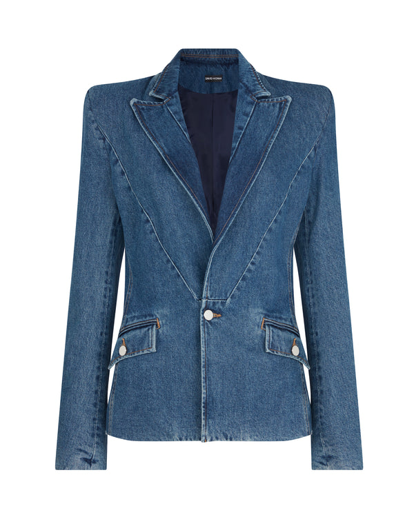 david koma FITTED DENIM BLAZER INDIGO