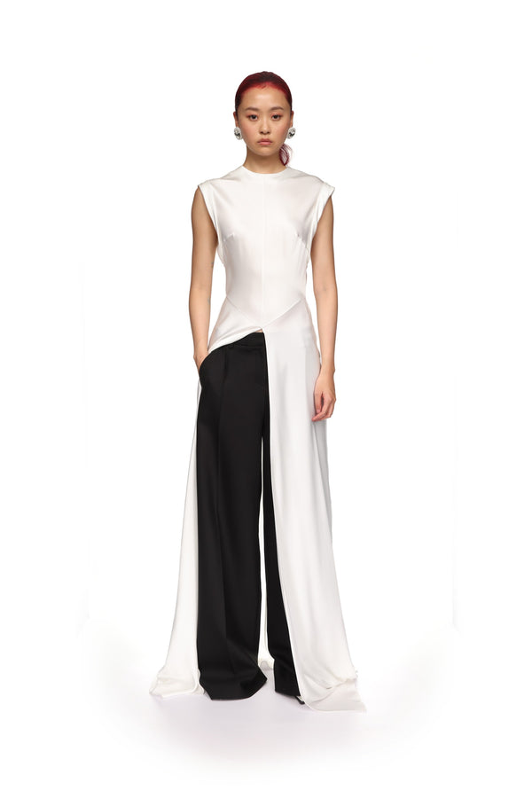 David Koma FLOOR LENGTH SATIN BLOUSE BLACK