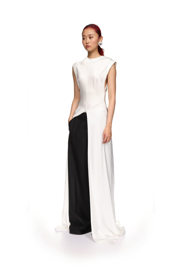 David Koma FLOOR LENGTH SATIN BLOUSE BLACK