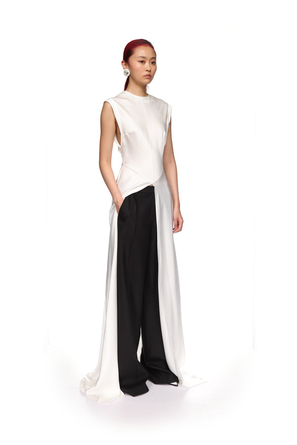 David Koma FLOOR LENGTH SATIN BLOUSE BLACK