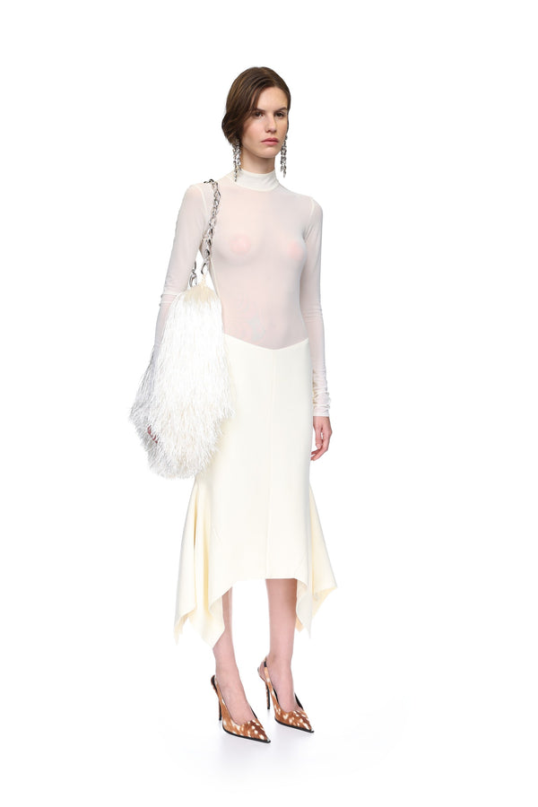 David Koma FLOUNCE HEM MIDI SKIRT CREAM