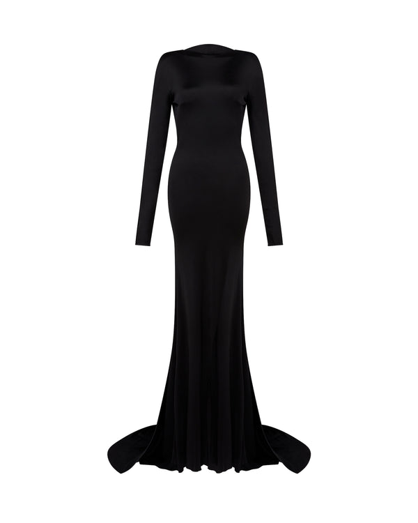 david koma GATHER DETAIL AND OPEN BACK GOWN BLACK