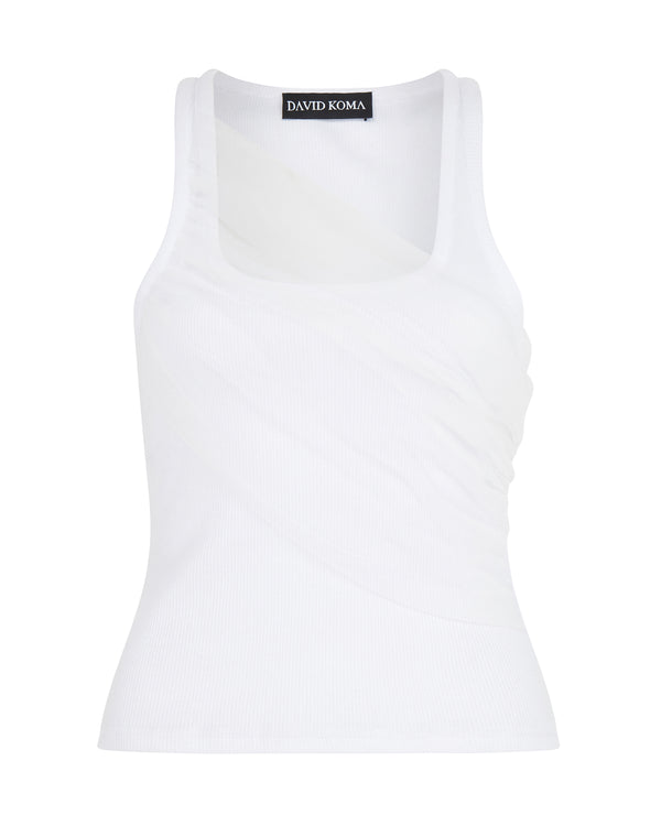 david koma GATHERED TULLE TANK TOP IN WHITE WHITE