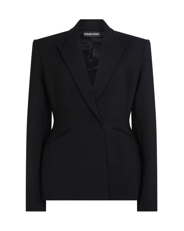 david koma HOURGLASS WAIST TAILORED JACKET BLACK