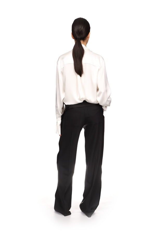 David Koma LARGE BOW TIE DETAIL SATIN SHIRT