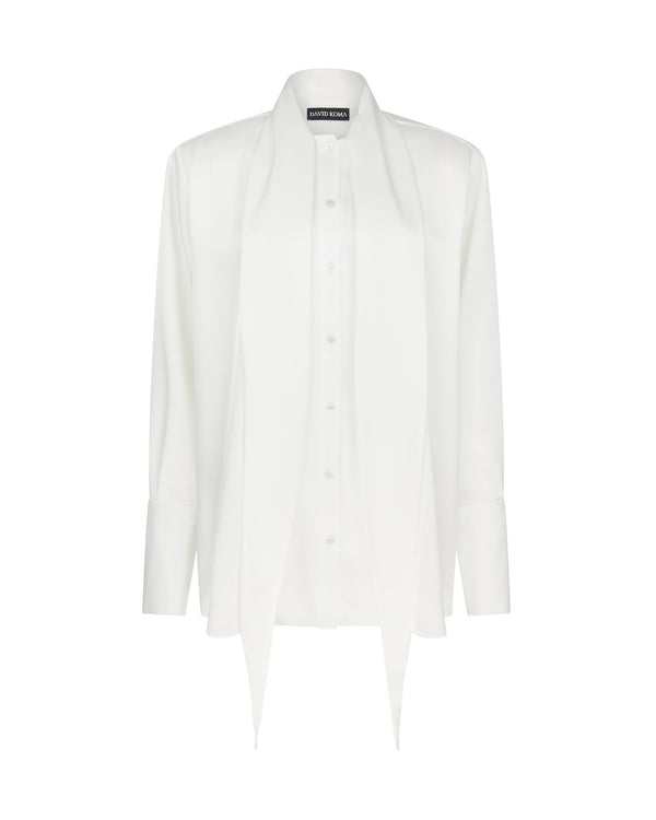 david koma LARGE BOW TIE DETAIL SATIN SHIRT