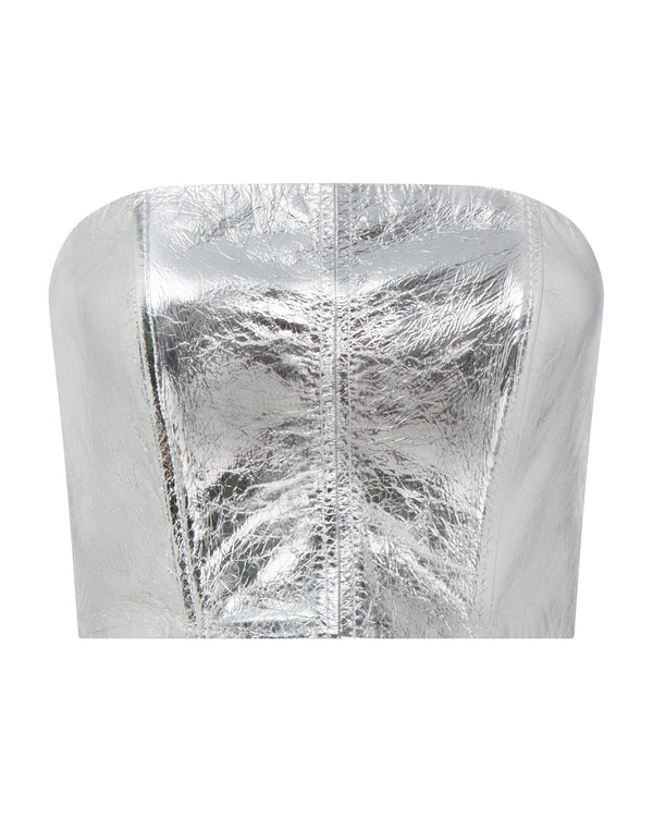 david koma LEATHER BANDEAU SILVER