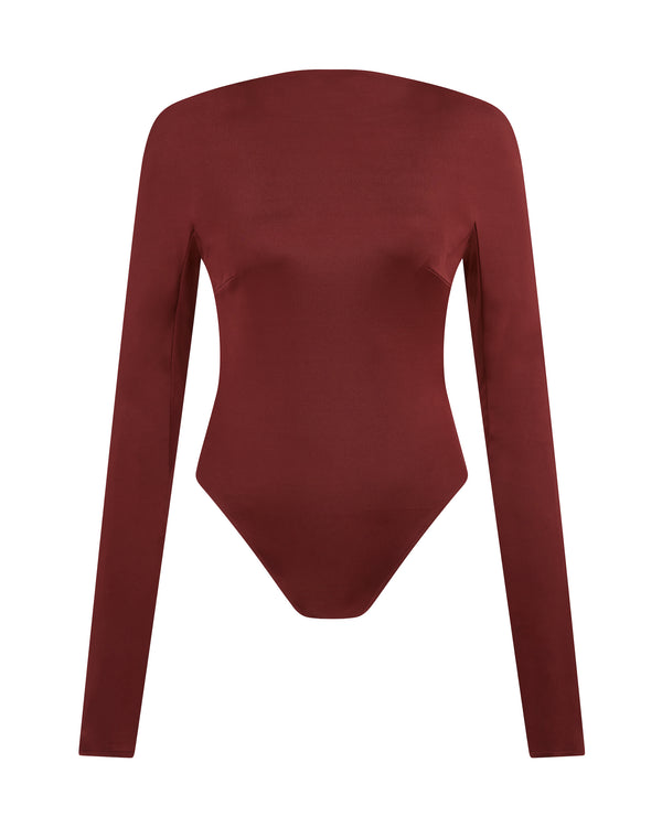 david koma OPEN BACK BODYSUIT IN BURGUNDY BURGUNDY