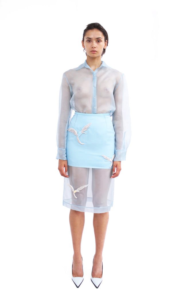 David Koma ORGANZA OVERSHIRT BLUE