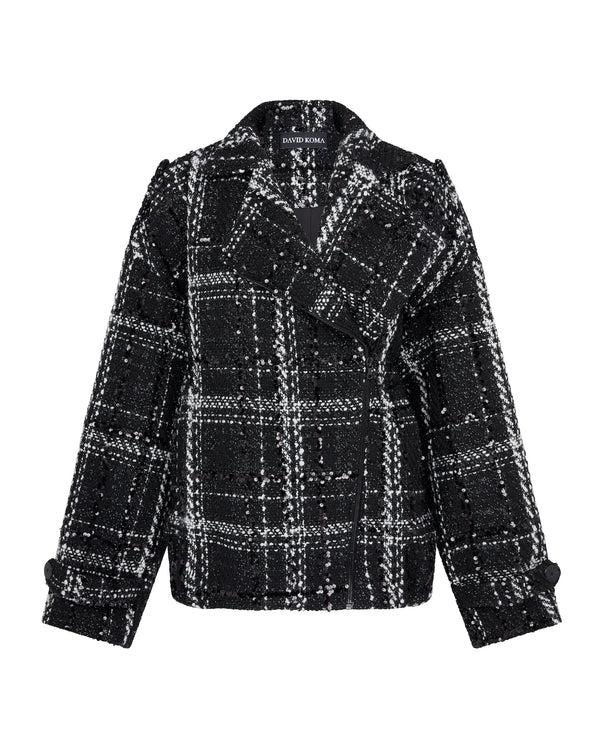 david koma OVERSIZED TWEED JACKET BLACK