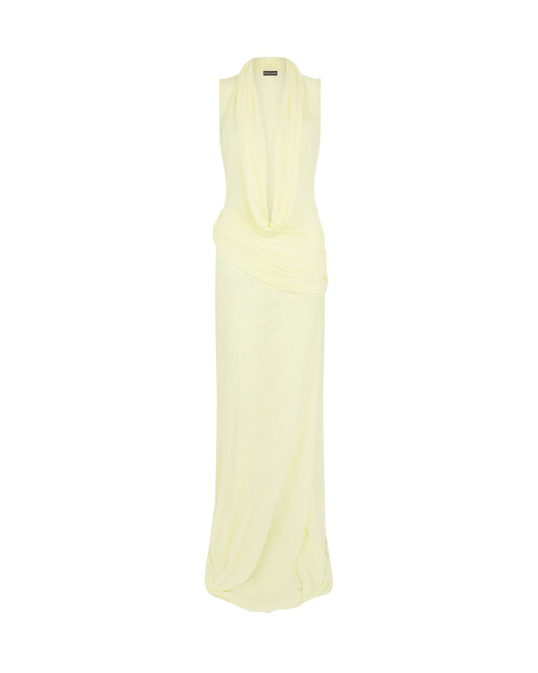 david koma PLUNGE NECKLINE SLEEVELESS GOWN YELLOW