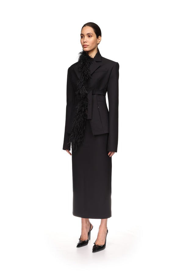 David Koma POCKET DETAIL MIDI SKIRT IN BLACK BLACK