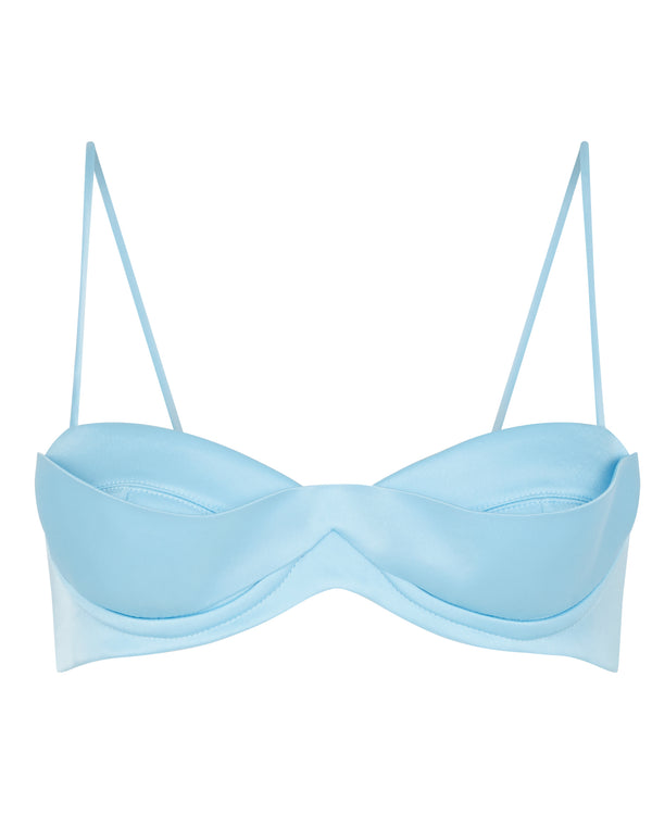 david koma SATIN BALCONETTE BRA SOFT BLUE