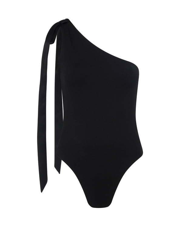 david koma SATIN BOW BODYSUIT IN BLACK BLACK