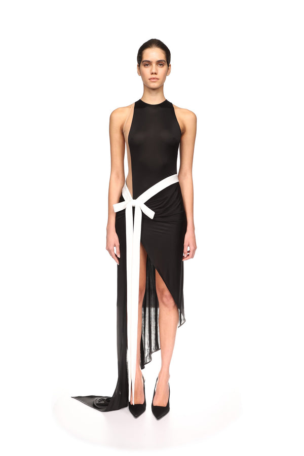 David Koma SATIN BOW GOWN BLACK