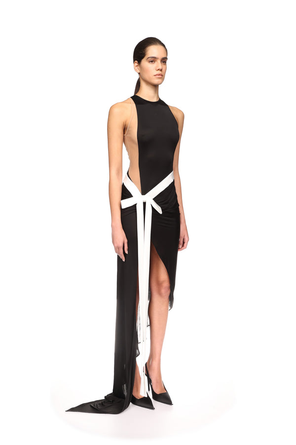 David Koma SATIN BOW GOWN BLACK