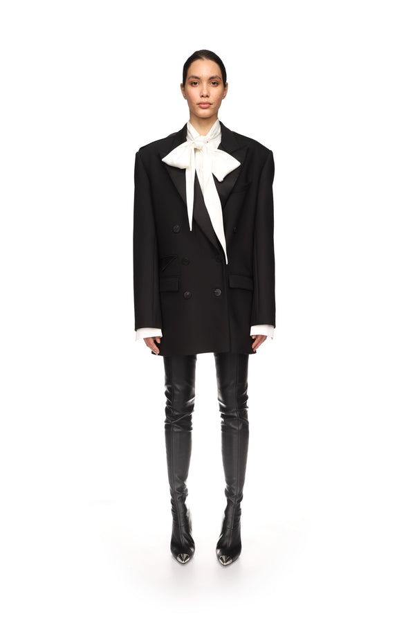 David Koma SATIN TAPE DETAIL TAILORED JACKET BLACK