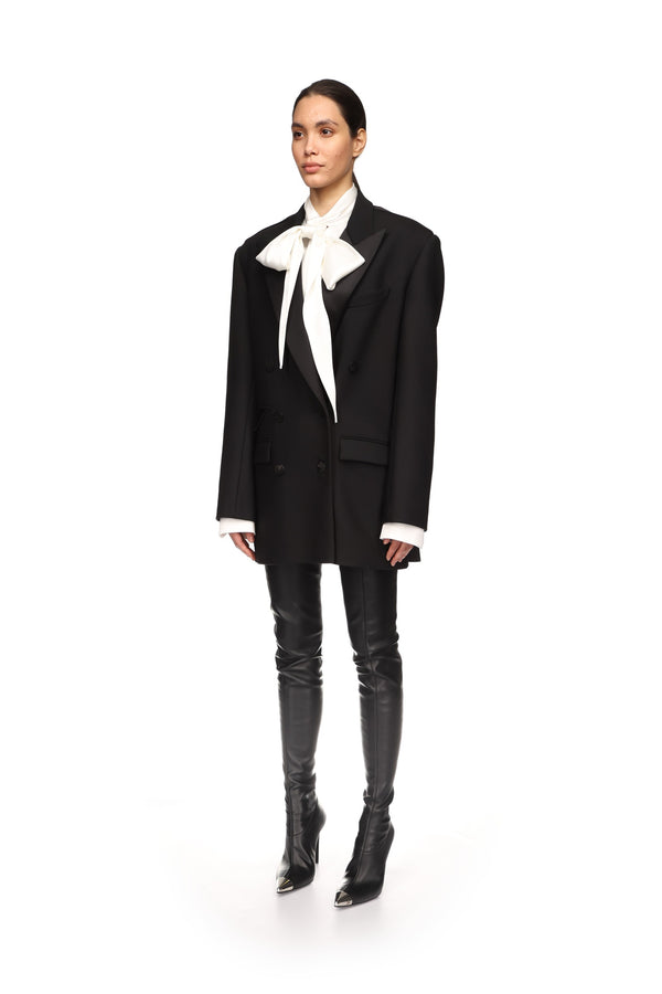 David Koma SATIN TAPE DETAIL TAILORED JACKET BLACK