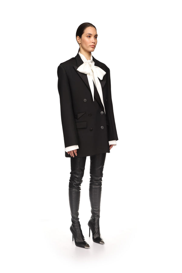 David Koma SATIN TAPE DETAIL TAILORED JACKET BLACK