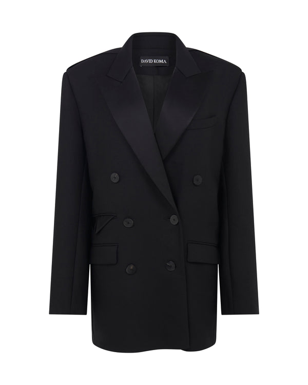 david koma SATIN TAPE DETAIL TAILORED JACKET BLACK