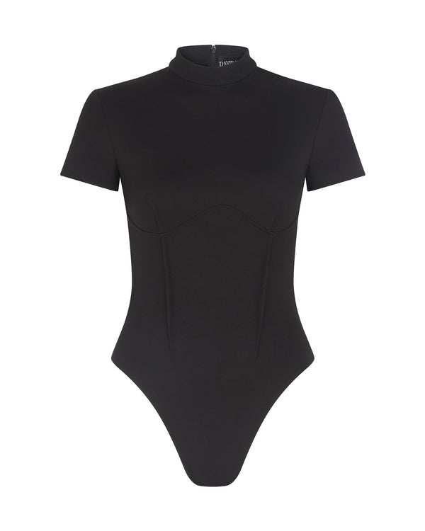 david koma SHORT SLEEVE JERSEY BODYSUIT BLACK
