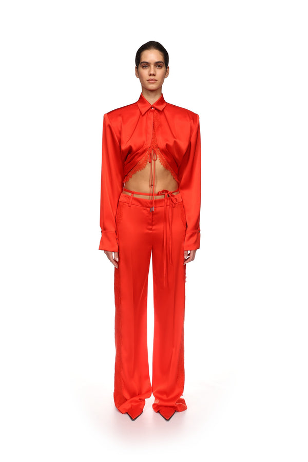 David Koma SIDE LACE INSERT TROUSERS RED