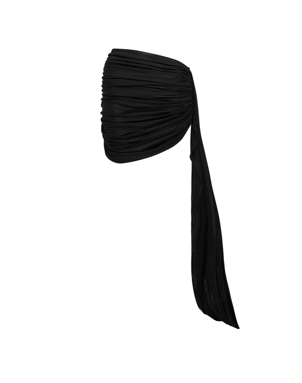 david koma SIDE RUCHING JERSEY MINI SKIRT BLACK