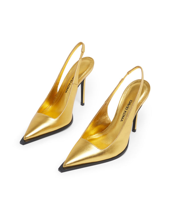 David Koma SLINGBACK LEATHER PUMPS IN GOLD GOLD
