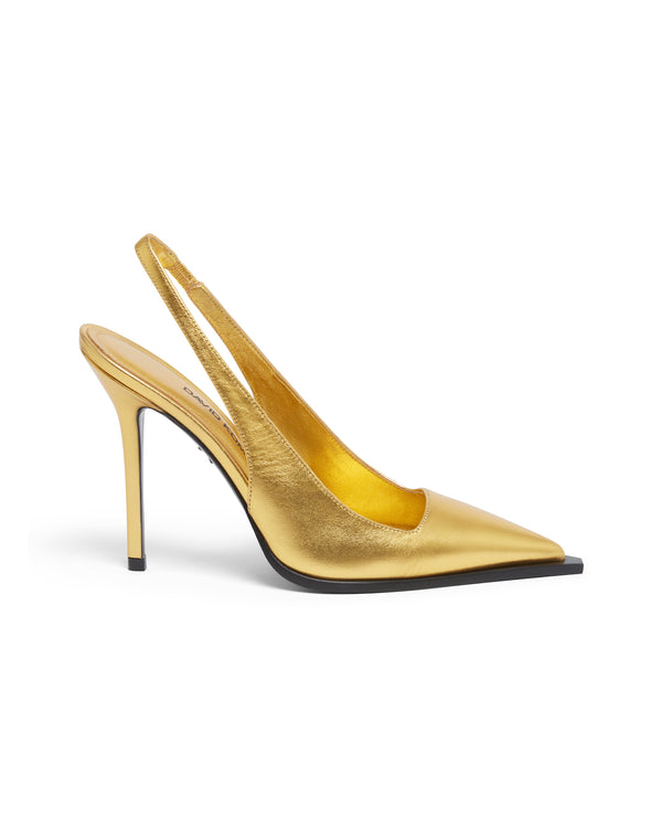 david koma SLINGBACK LEATHER PUMPS IN GOLD GOLD